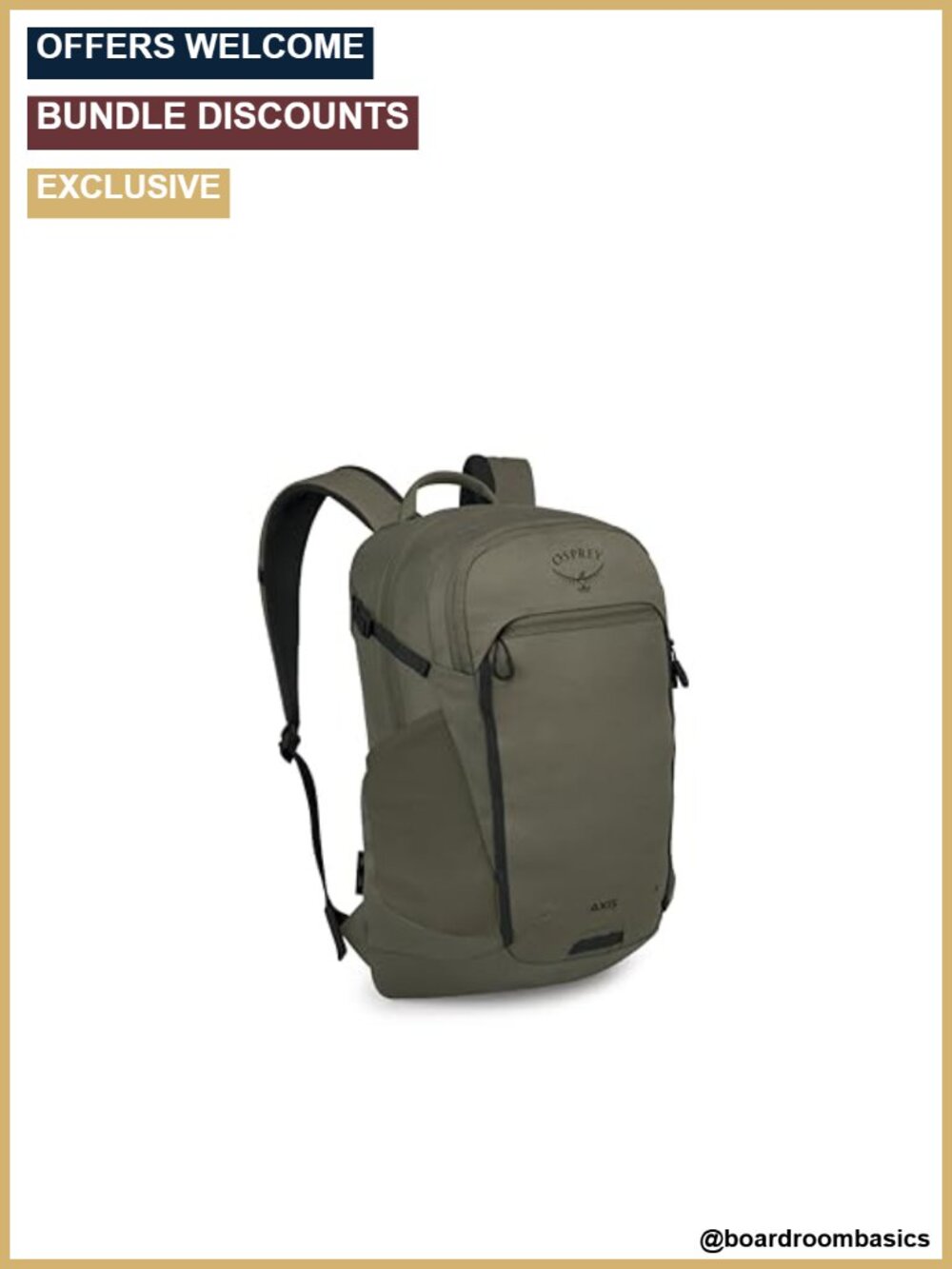 Osprey Axis Laptop Backpack โ Padded 16" Sleeve, Water Bottle Pockets,